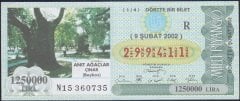 2002 9 ŞUBAT ÇEYREK BİLET - R SERİSİ