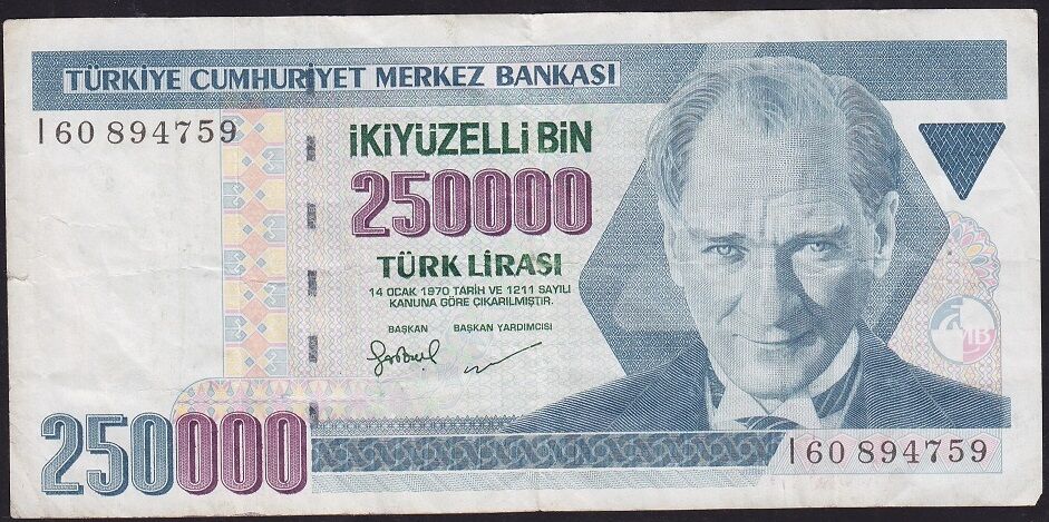 7.Emisyon 3.Tertip 250000 Lira I60 894759 Çok Temiz