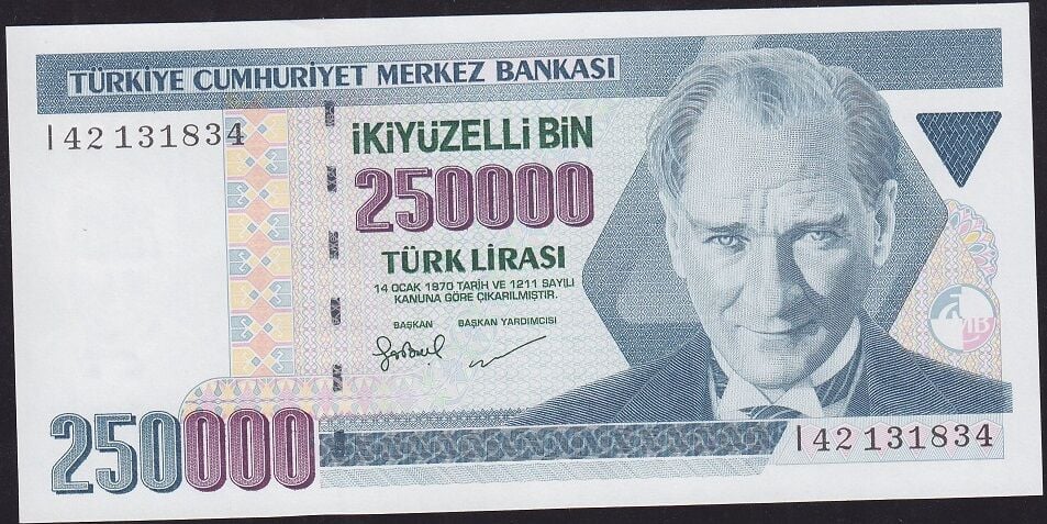 7.Emisyon 3.Tertip 250000 Lira I42 131834 Çil