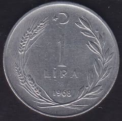 1968 Yılı 1 Lira Ters