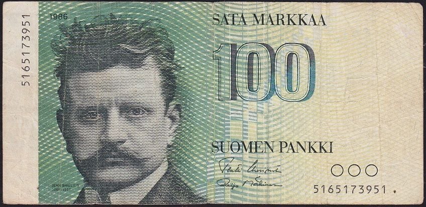 Finlandiya 100 Markka 1986 Çok Temiz Pick 119