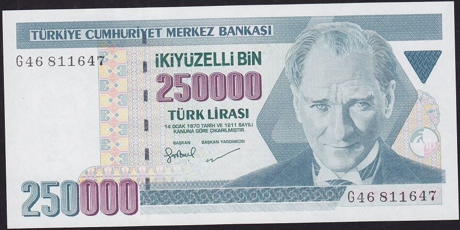 7.Emisyon 3.Tertip 250000 Lira G46 811647 Çil