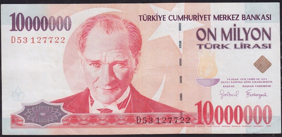 7.Emisyon 10 000 000 Lira D53 127722 Çok Çok Temiz