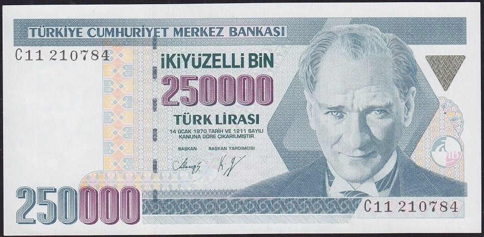 7.Emisyon 1.Tertip 250000 Lira C11 210784 Çil