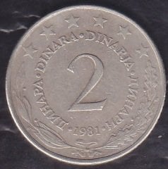 Yugoslavya 2 Dinar 1981