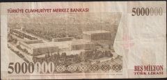 7.Emisyon 5 000 000 Lira K02 421961 Çok Temiz