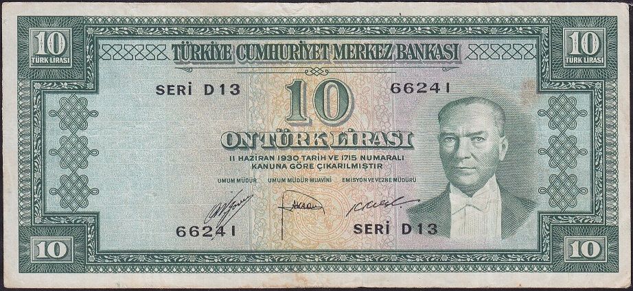 5.Emisyon 1.Tertip 10 Lira D13 66241 Çok Temiz+