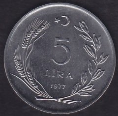 1977 Yılı 5 Lira Herkese Ekmek Ve Konut Çil