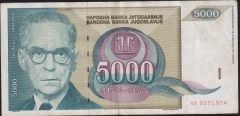 Yugoslavya 5000 Dinar 1992 Çok Temiz+