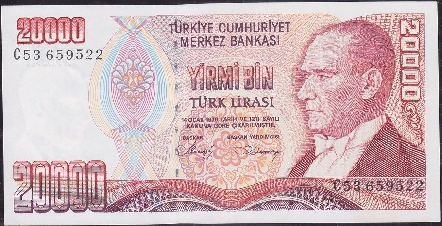 7.Emisyon 1.Tertip 20000 Lira C53 659522 Çilaltı Çil