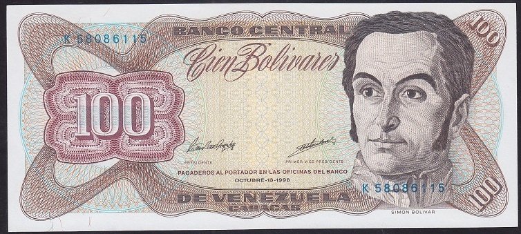 Venezuela 100 Bolivares 1998 Çil Pick 66g
