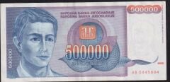 Yugoslavya 500000 Dinar 1993 Çok Temiz+