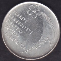 1973 Yılı 50 Lira Türkiye Cumhuriyeti 50. Yıl Gümüş ( 13 Gram )