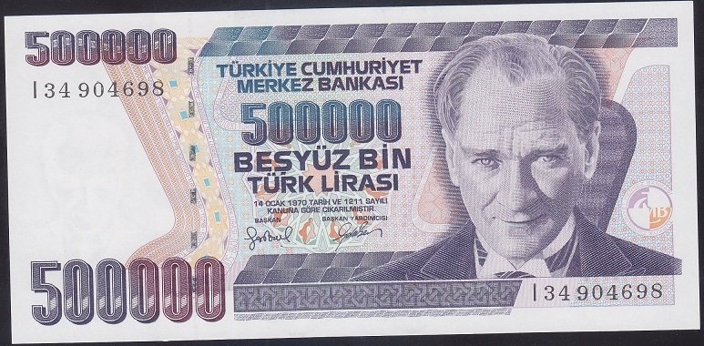 7.EMİSYON 4.TERTİP 500000 LİRA I34 904698 ÇİLALTI ÇİL