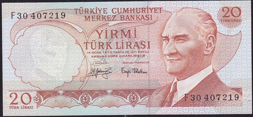 6.Emisyon 3.Tertip 20 Lira F30 407219 Çilaltı