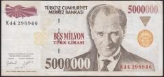 7.Emisyon 5 000 000 Lira K44 298946 Çok Temiz+