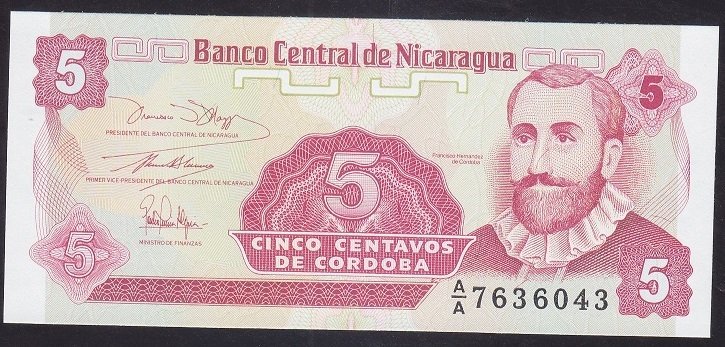 Nikaragua 5 Centavos 1991 Çil Pick 168a (AA)