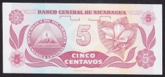 Nikaragua 5 Centavos 1991 Çil Pick 168a (AA)