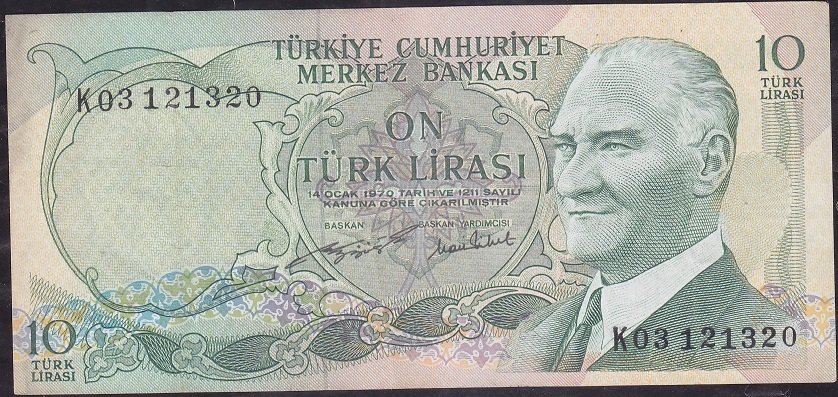 6.Emisyon 2.Tertip 10 Lira K03 121320 Çok Temiz +