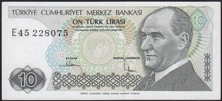 7.Emisyon 2.Tertip 10 Lira E45 228075 Çil