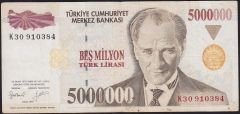 7.Emisyon 5 000 000 Lira K30 910384 Çok Temiz