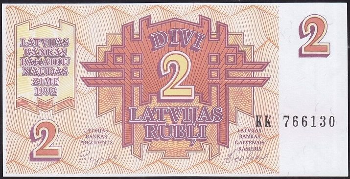 Latvia 2 Ruble 1992 Çil Pick 36