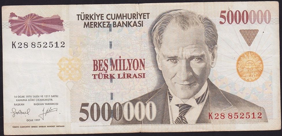 7.Emisyon 5 000 000 Lira K28 852512 Çok Temiz