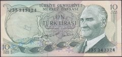 6.Emisyon 2.Tertip 10 Lira J35 343324 Çilaltı ( kat yok)