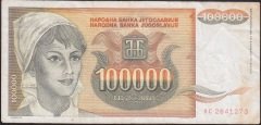 Yugoslavya 100000 Dinar 1993 Çok Temiz