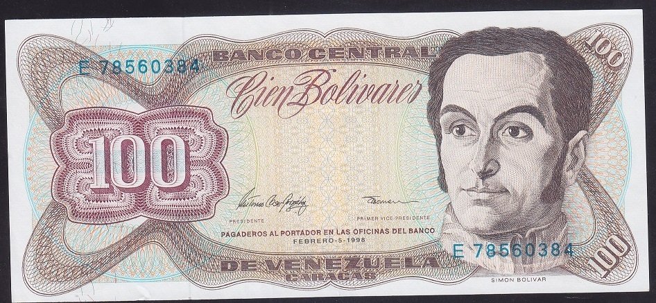 Venezuela 100 Bolivares 1998 Çilaltı Çil Pick 66g