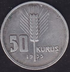 1935 Yılı 50 Kuruş Gümüş