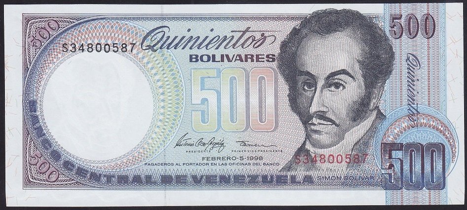 Venezuela 500 Bolivares 1998 Çilaltı Çil Deste Parası Pick67f