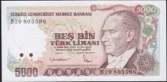 7.Emisyon 2.Tertip 5000 Lira B20 803596 Çil