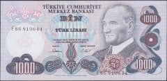 6.EMİSYON 3.TERTİP 1000 LİRA F86 810644 ÇİL