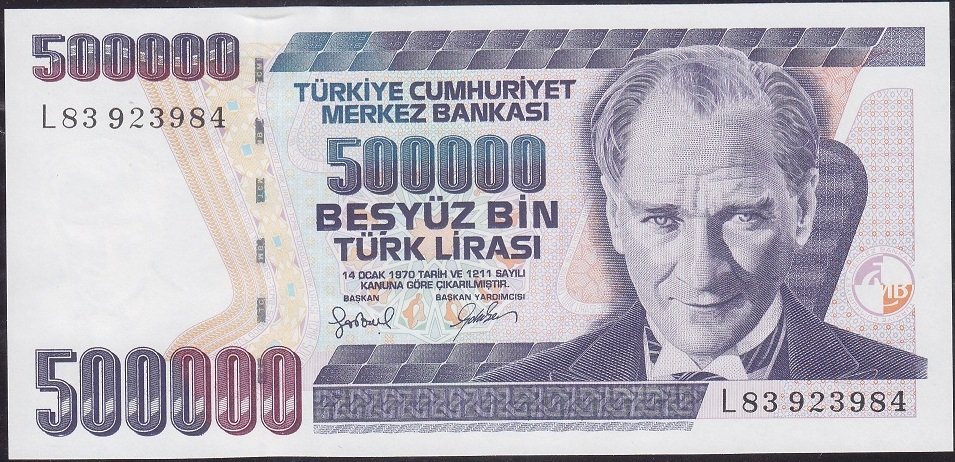 7.Emisyon 4.Tertip 500000 Lira L83 923984 Çilaltı Çil