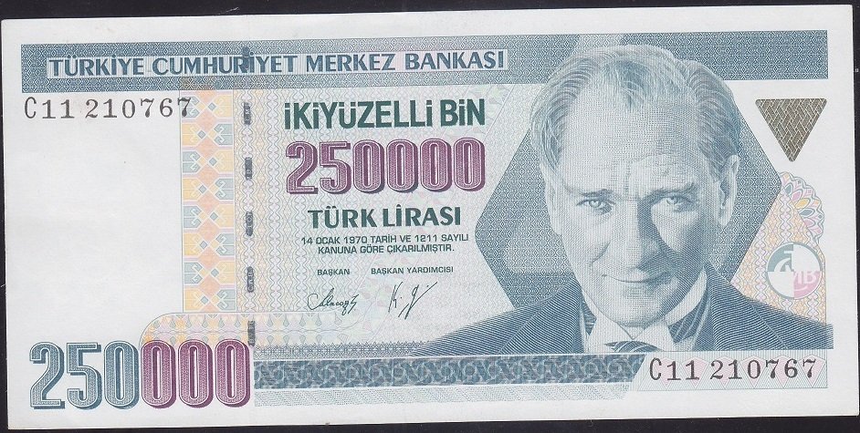 7.Emisyon 1.Tertip 250000 Lira C11 210767 Ççt Çilaltı