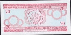 Burundi 20 Frank 1997 Çil Pick27d