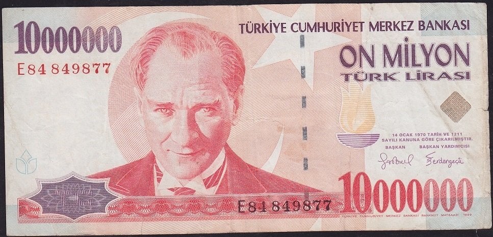 7.Emisyon 10 000 000 Lira E84 849877 Çok Temiz