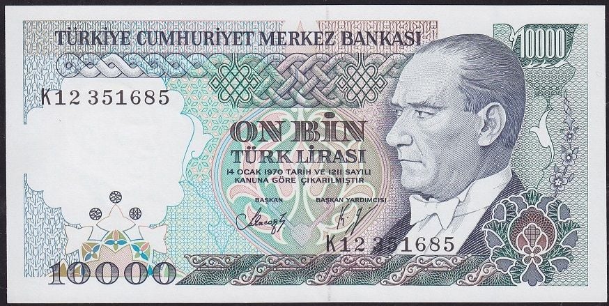 7.Emisyon 4.Tertip 10000 Lira K12 351685 Çilaltı Çil