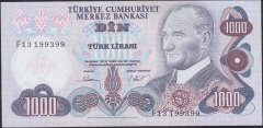 6.EMİSYON 3.TERTİP 1000 LİRA F13 199399 ÇİLALTI ÇİL