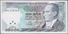 7.Emisyon 4.Tertip 10000 Lira J86 274719 Çilaltı