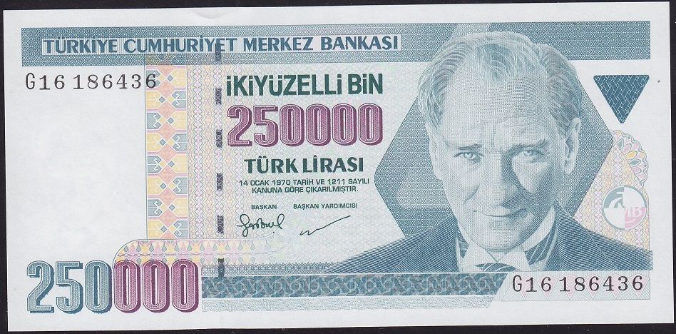 7.Emisyon 3.Tertip 250000 Lira G16 186436 Çilaltı