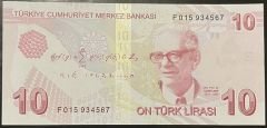 9.Emisyon 6.Tertip 10 Lira F015 934567 Çil