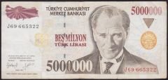 7.Emisyon 5 000 000 Lira J69 665322 Çok Temiz