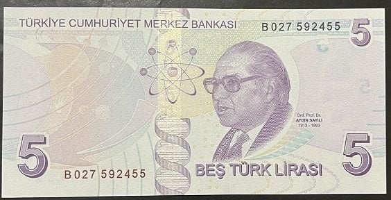 9.Emisyon 2.Tertip 5 Lira B027 592455 Çilaltı Çil