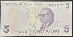 9.Emisyon 2.Tertip 5 Lira B027 592455 Çilaltı Çil