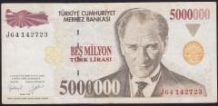 7.Emisyon 5 000 000 Lira J64 142723 Çok Temiz