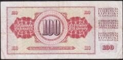 Yugoslavya 100 Dinar 1986 Çok Temiz