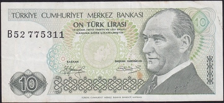 7.Emisyon 1.Tertip 10 Lira B52 775311 Çok Temiz