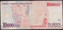 7.Emisyon 10 000 000 Lira A90 472126 Çok Temiz